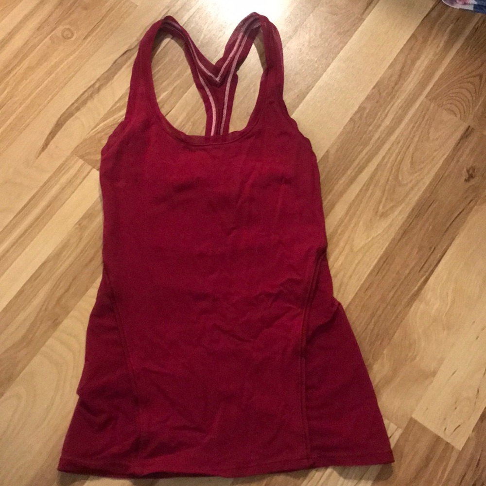 Pink lululemon top with mesh back
